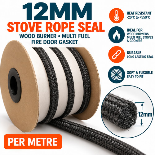 12mm soft stove rope seal - 12mm,